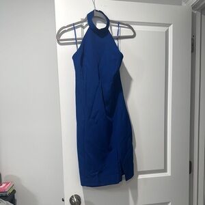 Chic Royal Blue Halter Mini Dress